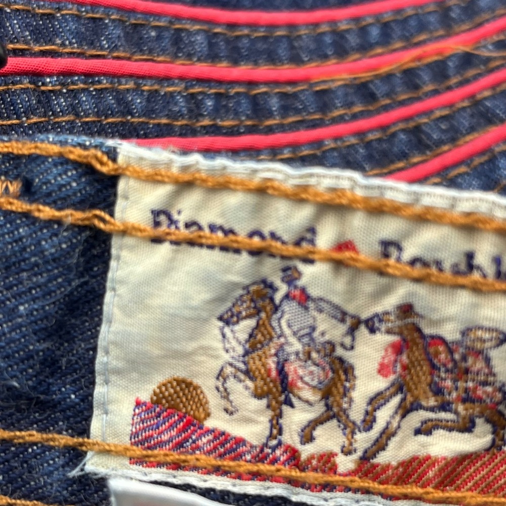 Vintage Diamond Double U Jeans Dark Wash Red Contrast Stitch Denim 30x31 - Picture 8 of 9